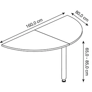 HAMMERBACHER Anbautisch LA160 - Halbrund in Nussbaum-Grau - Schreibtisch-Anbautisch für flexibles Arbeiten, manuell höhenverstellbar und ideal für Besprechungen mit 2-3 Personen. Robuste und pflegeleichte Oberflächen für Büro und Home Office.