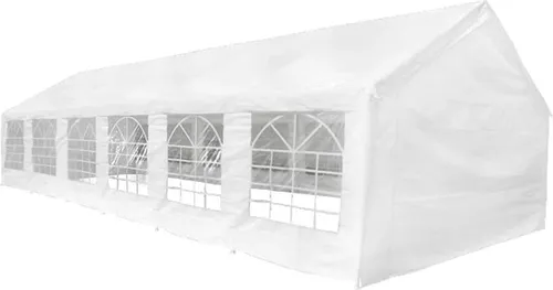 Weißes Partyzelt 12 x 6 m von Vidaxl - Ideal für Outdoor-Events wie Hochzeiten und Partys. Strapazierfähiges, UV-beständiges und wasserdichtes Material sorgt für Schutz und Komfort. Einfache Montage mit robustem Stahlrahmen.