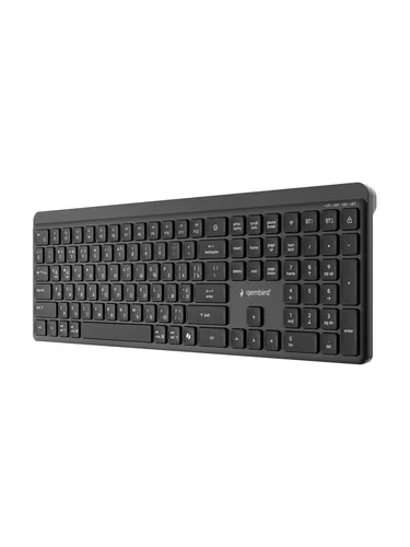 Gembird KB-WPS-03, Volle Größe (100%), Kabellos, RF Wireless + Bluetooth, QWERTY, Schwarz