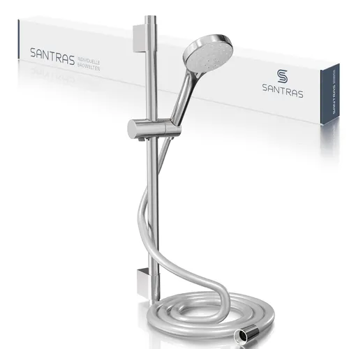 SANTRAS® Duschstange 70 cm mit Handbrause & Brauseschlauch