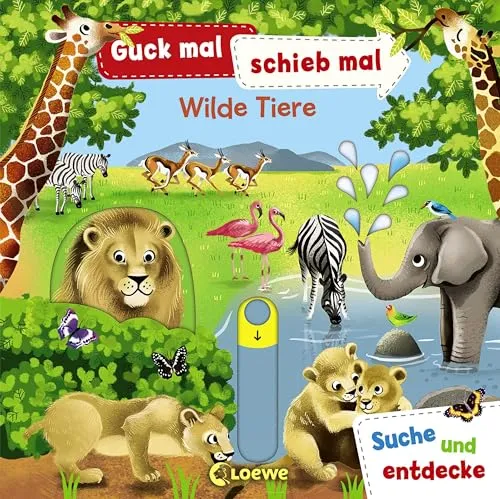 Guck mal, schieb mal! Suche und entdecke - Wilde Tiere: Pappbilderbuch, Buch mit Klappen ab 2 Jahre