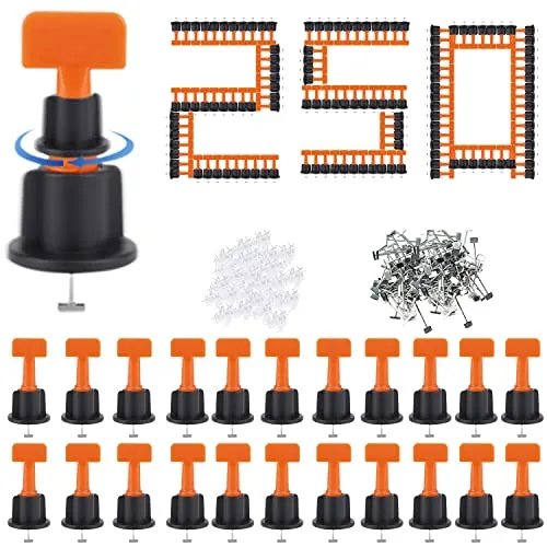 250-Teiliges Fliesen Nivelliersystem mit Fliesenkreuzen - Fliesenkeile Set für perfekte Nivellierung, langlebig und wiederverwendbar, ideal für professionelle und DIY-Projekte – für Fliesenstärken von 3mm-17mm.