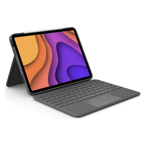 Logitech FOLIO TOUCH Tablet-Tastatur grau für Apple iPad Air 4. 5. Gen - Integriertes Trackpad, vier Verwendungsmodi für maximale Produktivität