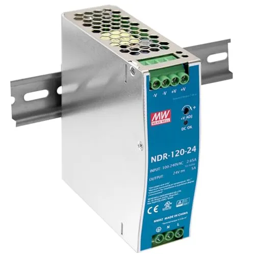 WITTKOWARE NDR-120-24 Industrie-Schaltnetzteil für 35mm DIN-Hutschiene, Ausgang: 24V/DC (per Poti einstellbar 24-28V), max. 5A, 120W