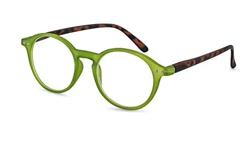 Filtral Runde Lesebrille/Moderne Lesehilfe aus recyceltem Kunststoff für Damen & Herren/Grün-havanna, +2,00 dpt., F4565220