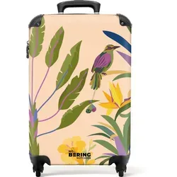 NoBoringSuitcases.com© Hartschalen-Trolley Orange mit tropischem Aufdruck