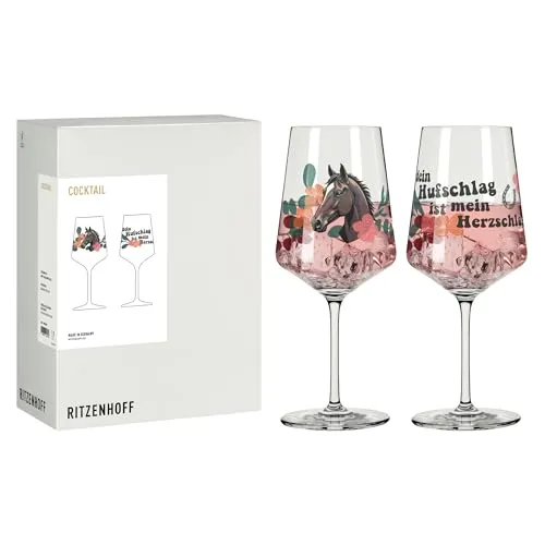 Ritzenhoff Aperitifglas Reitgold – 2er Set - Elegantes 2er Set Cocktailgläser aus Kristallglas, ideal für gesellige Abende. Mit stilvollem Design und bedeutungsvollem Spruch, perfekt für Pferdeliebhaber und als Geschenk. Hochwertige Verarbeitung – Made in Germany.