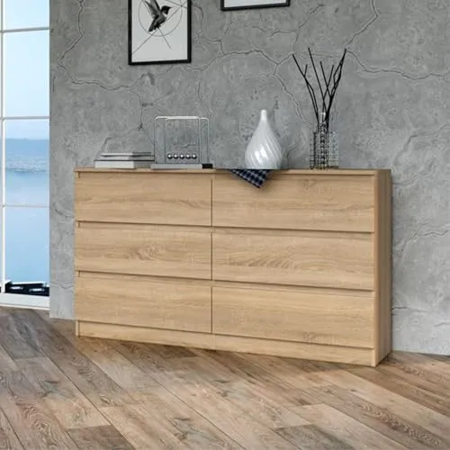 Home Collective Kommode mit 6 Schubladen - Kommode & Sideboard mit 6 schienengeführten Schubladen, aus hochwertigem Holzwerkstoff, ideal für Wohnzimmer, Schlafzimmer oder Flur – bietet viel Stauraum und ein geradliniges Design.