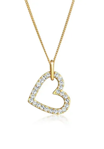 Elli Kette mit Anhänger Herz aus 925 Silber - Ketten mit Anhänger, romantisches Design mit Swarovski® Kristallen für ewige Verbundenheit und als perfektes Geschenk für Liebende.