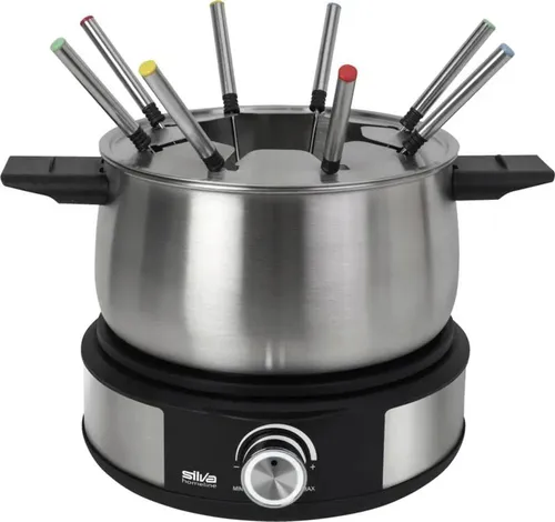 Silva PK-F 140 Fondue 1500W Überhitzungsschutz, 8 Fonduegabeln Schwarz, Edelstahl