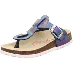 Superfit Mädchen Fussbettpantoffel, Blau 8000, 28 EU Weit - Hausschuhe für Mädchen mit orthopädischem Tieffußbett aus Naturkork und anpassbarer Weite dank Schnalle, ideal für gesunde Kinderfüße.