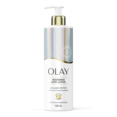 Olay Kollagen-Peptid Wiederherstellende Körperlotion, Mit Vitamin B3 und Glycerin, Glatte und Feuchtigkeitsreiche Haut, Kein Fettiger Rückstand, 500ml