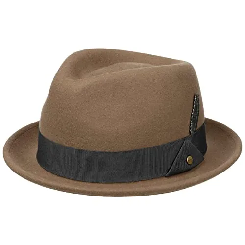 Stetson Vencaster Player Wollhut Einfarbiger Filzhut 100% Wollfilz Wasserabweisend Unisex Herbst Winter braun XXL (62-63 cm)
