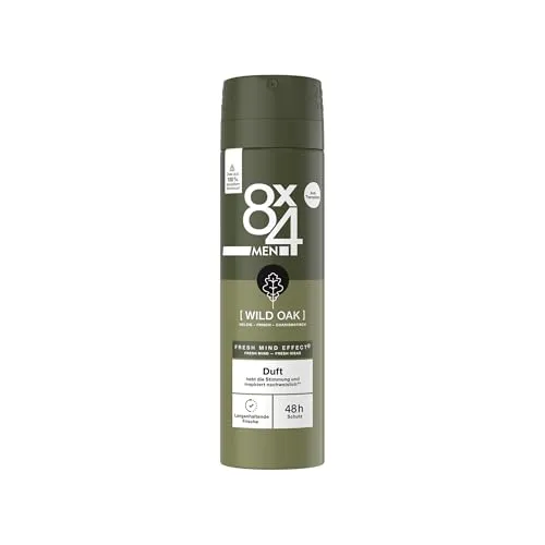 8X4 Men Wild Oak Deospray, Deodorant für Männer mit maskulin-holzigem Duft, Sprühdeo mit zuverlässigem 48h Anti-Transpirant-Schutz (150 ml)