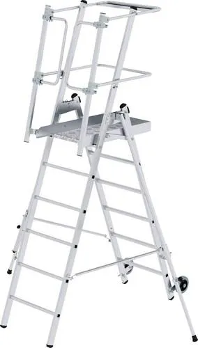 MUNK FlexxStep 6 Sprossen - Leitern mit stabiler Aluminiumkonstruktion, gebördelten Sprossen und sicherem Handlauf. Flexibel erweiterbar und treppengängig, ideal für lange Arbeiten.