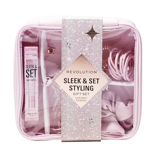 Revolution Pflege-Geschenkset Sleek & Set - Haarstyling-Geschenkset - Praktisches Haarpflege-Set mit Baby Haargel, Haargummis und Klammern. Ideal für stylische Looks und eine ordentliche Pflege. Perfekt als Geschenk!