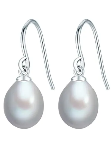Valero Pearls Perlenohrringe aus Süßwasser-Zuchtperlen - Elegante Perlenohrringe aus 925er Sterlingsilber mit tropfenförmigen Süßwasser-Zuchtperlen, die jedem Teint einen frischen Glanz verleihen – ideal für Damen jeden Alters.