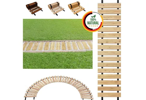 Floranica Gartenweg Rollweg 30 x 100 cm aus Lärchenholz - Rasenkanten aus langlebigem Lärchenholz, flexibel kürzbar und ideal für kreative Wege im Garten. Gefräste Oberfläche sorgt für Sicherheit und Stabilität.