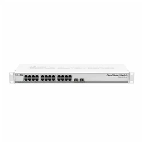 MikroTik CSS326-24G-2S+RM: 24-Port PoE Switch - Netzwerk-Switch mit 24 Ports und 2 SFP+ Slots, ideal für professionelle Umgebungen. Unterstützt Power over Ethernet (PoE) für flexible Versorgung von Geräten wie Access Points und IP-Kameras.