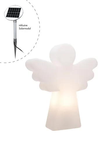 seasons design Shining Angel Solar LED Engel Figur (40 cm, weiß) - Hochwertige Gartenlampe mit Dämmerungssensor und warmweißem Licht, ideal für Weihnachtsdeko und ganzjährig im Freien einsetzbar. Wetterfest und nachhaltig in Deutschland produziert.