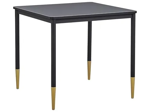 Beliani Moderner Esstisch schwarz/Gold 80 x 80 cm - Eleganter quadratischer Esstisch für 4 Personen, mit pflegeleichter MDF-Platte und stabilem Metallgestell in edlem Schwarz und Gold.