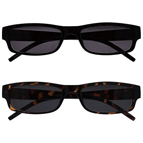 OPULIZE Die Lesebrille Unternehmen Schwarz Braun Leicht Sonnen-Leser Wert 2er-Pack UV400 Designer Stil Herren Frauen SS32-12 +2,00