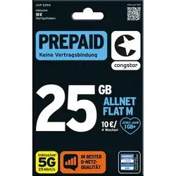 Congstar Prepaid Allnet M Karte mit 30GB Aktionsdaten von Congstar