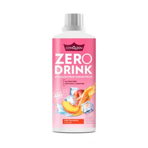 GymQueen Zero Drink Eistee-Pfirsich 1000ml, kalorienarmes und zuckerfreies Getränkekonzentrat 1:80, angereichert mit B-Vitaminen für deinen Stoffwechsel und L-Carnitin, Getränke-Sirup