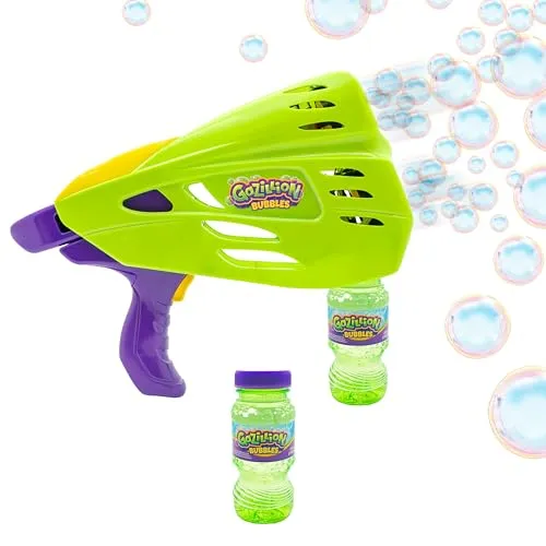 Gazillion Doppel-Bubble-Blaster |Handblase & freistehend, Seifenblasenmaschine für Kinder, Partys, Feiern und draußen | Plus Party-Modus Farbwechselnde LED-Lichter Spielzeug & Geschenke Alter 3+