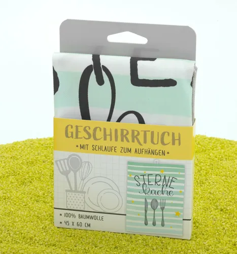 sheepworld Geschirrtuch Küchentuch mit Schlaufe Sterneküche 100% Baumwolle