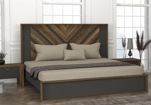 Modernes Polsterbett 180x200 cm in Grau - Stilvolles Bettgestell für Schlafzimmer, aus robustem Holz mit elegantem Polsterstoff. Ideal für erholsamen Schlaf und modernes Ambiente. Montage erforderlich.