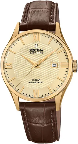 Festina Quarzuhr Swiss Made Collection F20010/5 - Elegante Damenuhr mit hochwertigem Lederarmband, Swiss Made Qualität und wasserdicht bis 10 bar. Ideal für stilbewusste Damen.