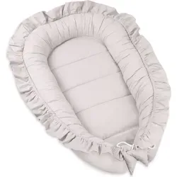 PIMKO Graue Babynest mit rüschen Babynestchen für Baby Kuschelnest Babykokon für Säuglinge und Neugeborene 100% Baumwolle kokon Babykissen geei... - Grau