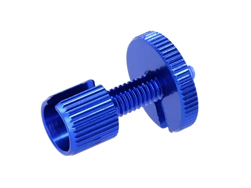 Einstellschraube Blau eloxiert, für Bowdenzug, M6 x 22, geschlitzt - Simson S51,