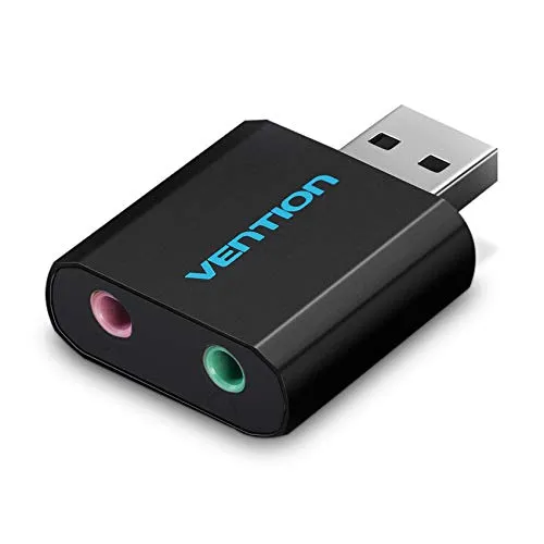 Vention Externe USB-Soundkarte, 3,5 mm, USB-Audio-Adapter-Karte mit Mikrofon, USB auf 3,5 mm Klinke, Konverter für PS4, Laptop, Computer, Kopfhörer, Soundkarte (ohne Kabel)