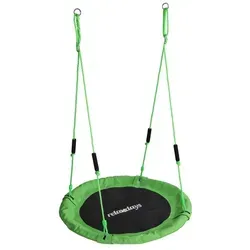 Relaxdays Nestschaukel für Kinder, grün, Ø 100 cm, verstellbar - Die grüne Nestschaukel mit 100 cm Durchmesser bringt Spaß im Garten und drinnen. Verstellbare Seile sorgen für individuelle Höhenanpassung. Gepolsterte Griffe bieten sicheren Halt – ideal für Kinder ab 3 Jahren.