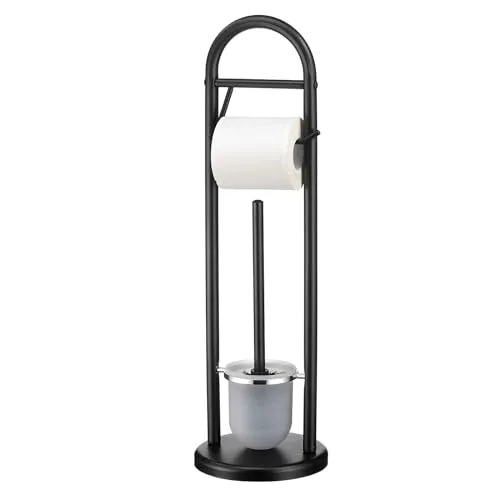 CARO-Möbel Toilettenpapierhalter EGON - Toilettenpapierhalter mit modernem Design, ideal für kleine Bäder. Inklusive WC Bürste und praktischen Rollenhalter für griffbereites Papier.