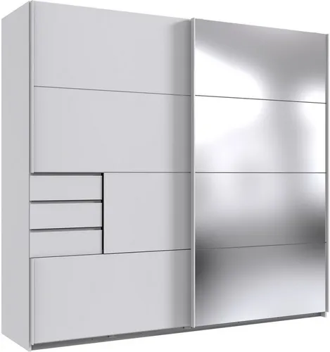Mid.you Schwebetürenschrank mit Spiegel, Weiß, 225x210x64 cm