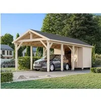 Palmako Einzelcarport Robert mit Geräteraum, 361x764 cm - Geräumiger Palmako Carport Robert 23,1 m² aus stabilen Leimholzpfosten, perfekt für PKW und zur Aufbewahrung von Gartenmöbeln. Inklusive Montageset für eine einfache Installation.