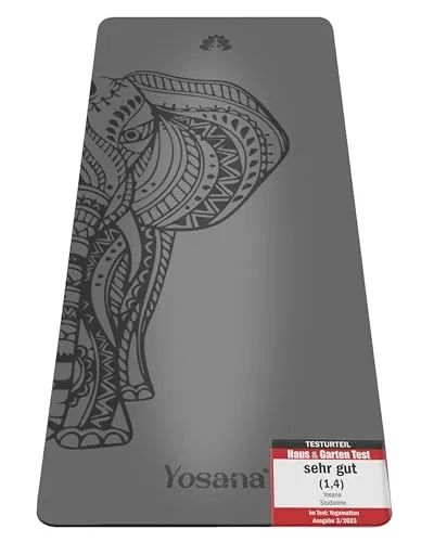 Yosana Yogamatte aus Naturkautschuk | extrem rutschfest | ULTRA GRIP Oberfläche aus ECO PU | extra breit 68cm | inklusive Tragegurt | Yoga matte 183x68cm | 4mm dünn