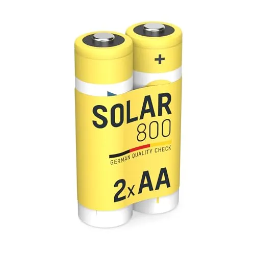 ANSMANN AG Solar Akku AA, 2 Stück - 800 mAh NiMH Akku, umweltfreundlich und ideal für nachhaltige Energieversorgung