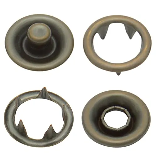 10,5 mm altmessing Messing Jersey Druckknöpfe zum nieten (25 Stück) - Rostfreie Snaps für Bekleidung, Taschen, Leder & DIY Handwerk, Nähzubehör