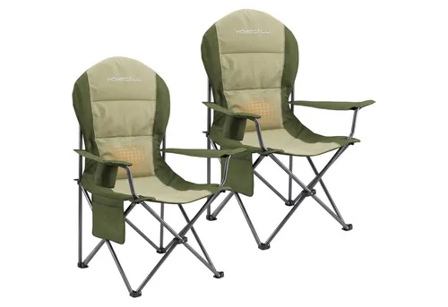 HOMECALL Campingstuhl Hochlehner 108cm mit Lendenwirbelstütze Klappstuhl Angelstuhl Faltbar (Bis 150kg, gepolstert, faltbar, stabil, 2 St), für Camp Garten Balkon