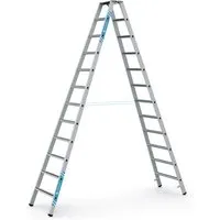 Zarges Stehleiter Saferstep B, 41312 – Eloxierte Aluminiumleiter mit 2 x 12 Stufen - Leitern mit maximaler Arbeitshöhe von 4,65 m, beidseitig begehbar und rutschsicheren Stufen für sicheren Halt. Ideal für professionelle Anwendungen mit 150 kg Belastbarkeit.
