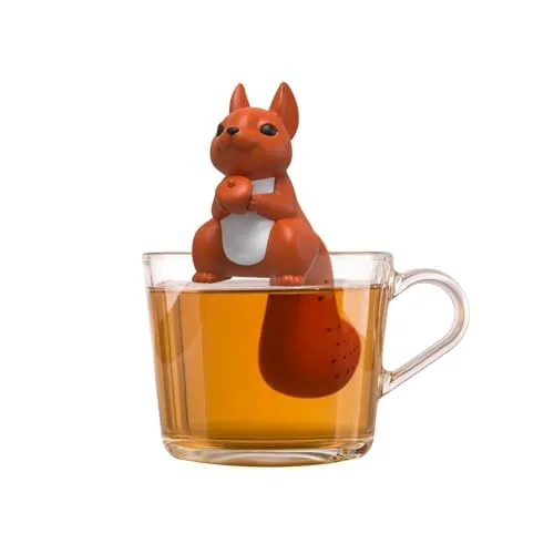 Winkee - Cute Animal Teesieb I Tee Ei für losen Tee I Tea Infuser lustig I Teesieb für Tasse I Gewürzsieb Silikon I Teekugel-Tier-Figur (Eichhörnchen)