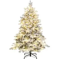 Costway Weihnachtsbaum mit 120 Warmweißen Led-Lichtern Weiß 135 cm