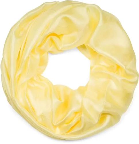 styleBREAKER Damen Loop Schal weich fließend | Seidig glänzendes Halstuch Einfarbig für Sommer & Frühling | Schlauchschal Leicht & Elegant, Farbe:Gelb