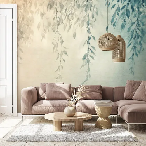 Erismann Fototapete Blattmuster Blau Beige von Guido Maria Kretschmer - Stylische Fototapete 22072-07-01 mit elegantem Blattmotiv in Blau und Beige. Perfekt für eine individuelle Raumgestaltung und setzt moderne Akzente in deinem Zuhause.