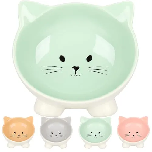 Katzennapf Keramik – 125 ml Ø13,8 cm – Hygienisch, robust und charmant in Grün – Flamingo Katzennapf Puzi Grün