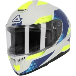 Acerbis Krapon Integralhelm - Grau/Neon-Gelb/Blau - XXL - Motorradhelm mit integrierter Sonnenblende, ECE-Zulassung und hypoallergener Innenausstattung für höchsten Komfort und Sicherheit.